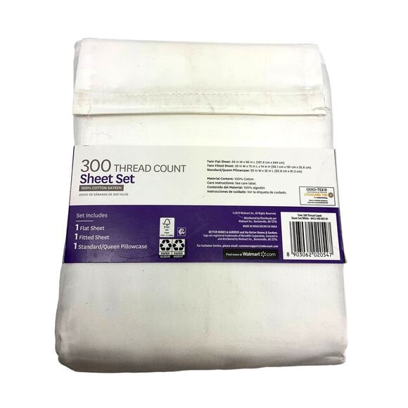 Better Homes & Gardens 100% Cotton Twin 300 Thread Count Sheet Set - Picture 3 of 4